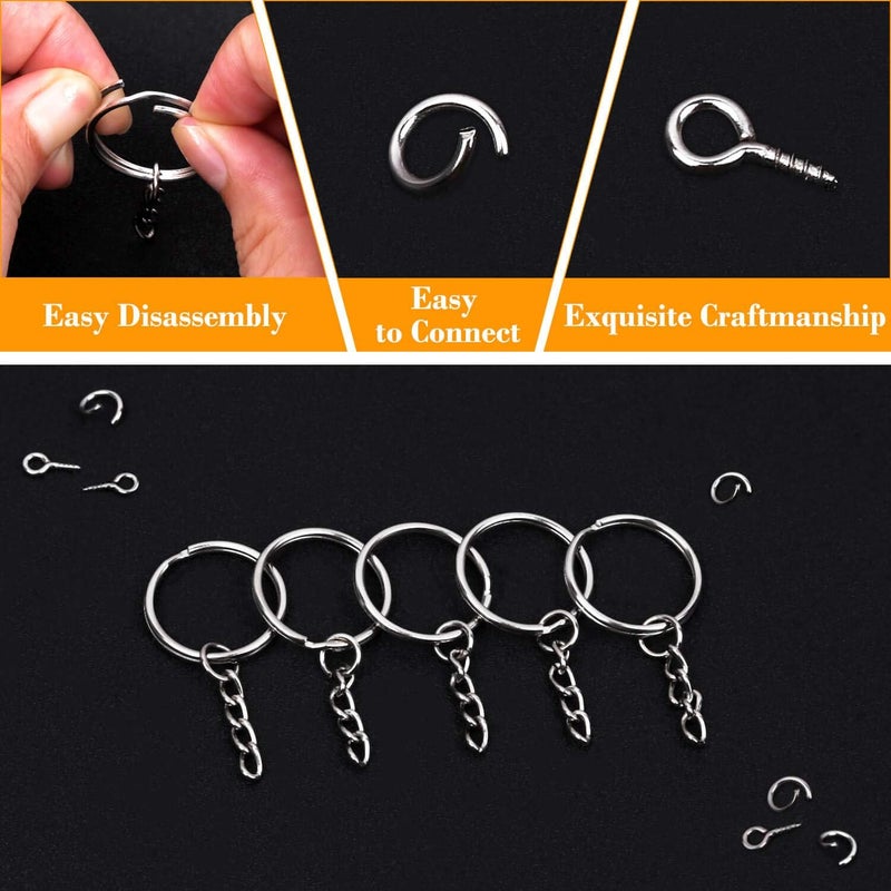 Flasoo Keychain Rings for Crafts, 360Pcs Keychains for Resin Include Key Rings with Chain, Jump Rings, Screw Eye Pins for DIY Keychain Making - Image 5